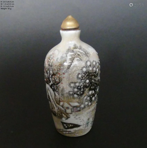 CHINESE ANTIQUE PORCELAIN SNUFF BOTTLE SNOW S…