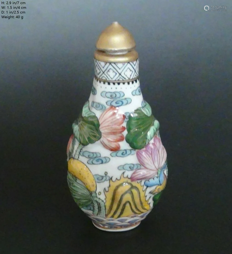 CHINESE ANTIQUE PORCELAIN SNUFF BOTTLE QIAN LO…