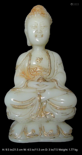 CHINESE VINTAGE JADE BUDDHA GUANYIN SATUE Kuan-YIN