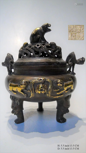 CHINESE ANTIQUE BRONZE CENSER BURNER MING XUAN DE M…