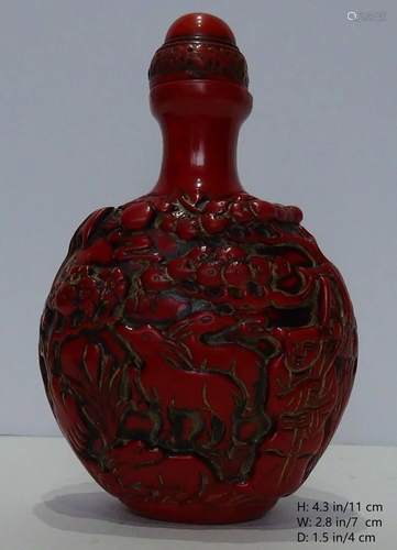 CHINESE ANTIQUE RED CORAL SNUFF BOTTLE 2