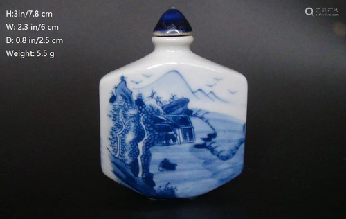 CHINESE PORCELAIN FLATE SUQARE SNUFF BOTTLE