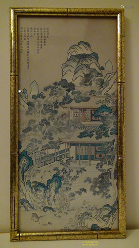 CHINESE ANTIQUE PAINTING FRAMED QING STYLE