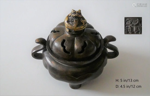 CHINESE ANTIQUE INCENSE BRONZE BURNER