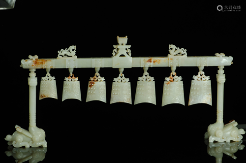 Old collection, a set of Hetian jade combination chimes