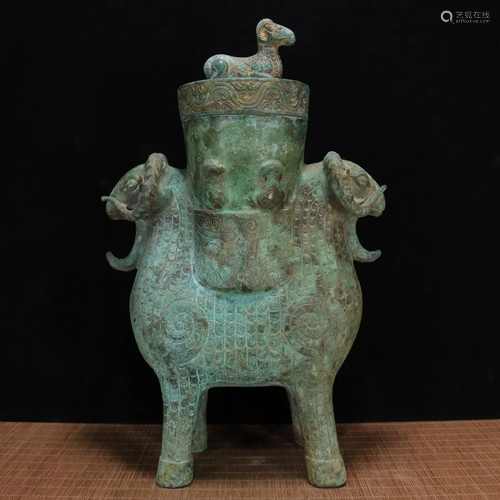 Western Zhou Dynasty, bronze double sheep statue,