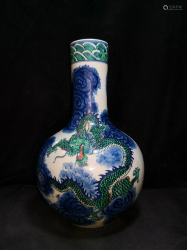 Qing Dys a blue and white celestial vase with a