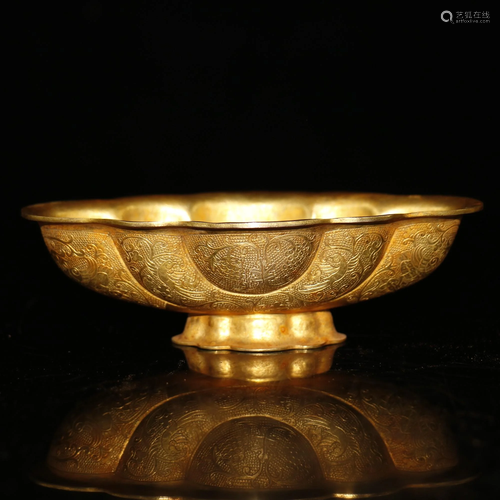 Old collection of old pure copper gilt bowls,