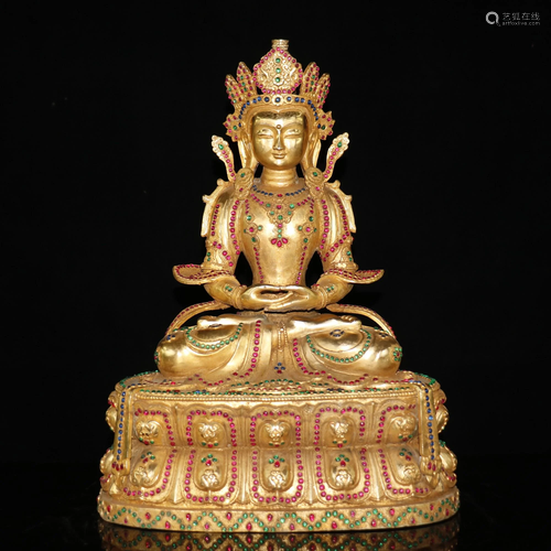 Old and old pure copper gilt Buddha statues [Longevity