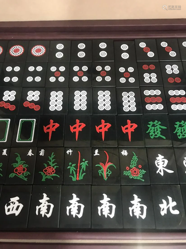 Hetian jade green jade fine material mahjong