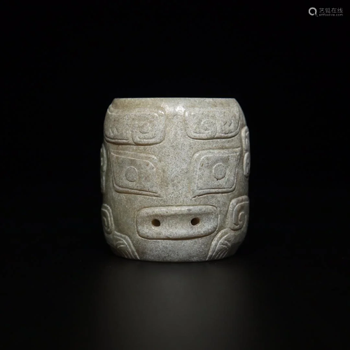 High-quality old Hetian jade [human face pattern jade