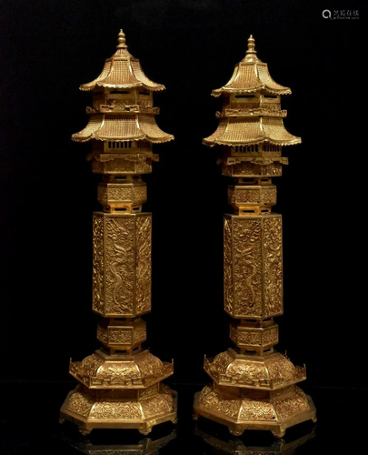 A pair of high-relief incense tubes in the Qing