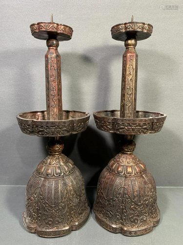 Pure copper double pattern wax table pair Length 15 cm,