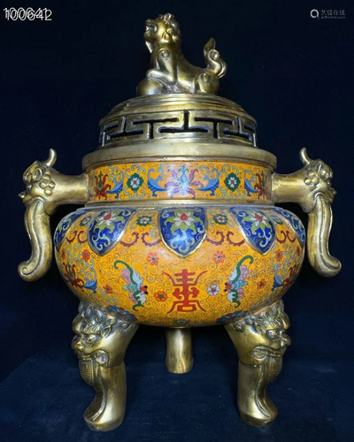 Filigree cloisonne incense burner, height 53 cm, width