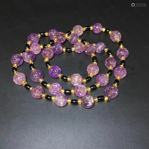 Zhanhan Gou lotus pattern amethyst necklace, fine