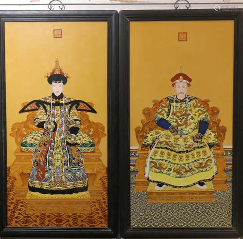 chinese famille rose porcelain emperer and empress