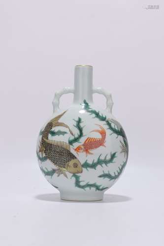 chinese famille rose porcelain moonflask