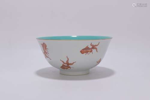 chinese red glazed porcelain bowl