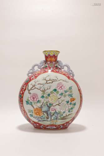 chinese famille rose porcelain moonflask