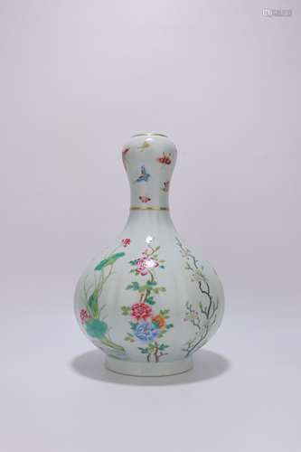 chinese famille rose porcelain garlic-head vase