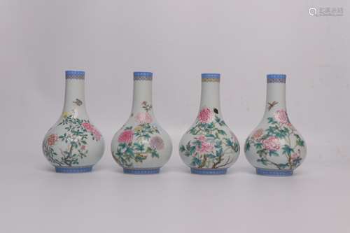 a set of chinese famille rose porcelain vases