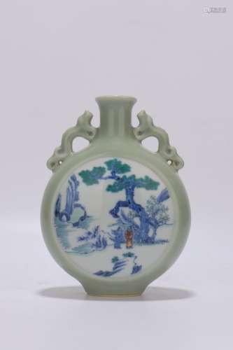 chinese celadon glazed porcelain moonflask