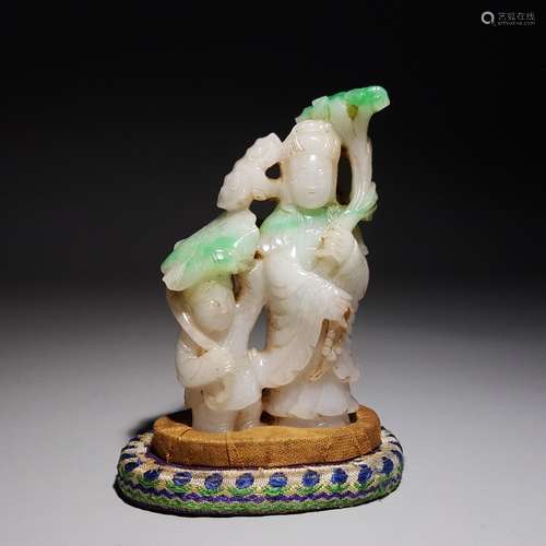 chinese jadeite guanyin and boy