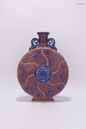 chinese underglaze red porcelain moonflask