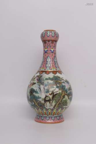 chinese enamel porcelain garlic-head vase