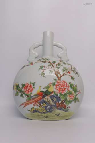 chinese famille rose porcelain moonflask