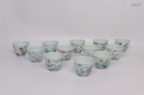 chinese doucai porcelain 12 cups