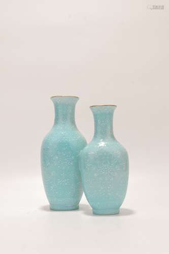 chinese green glazed porcelain double-joint vase