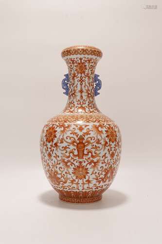 chinese red glazed porcelain vase