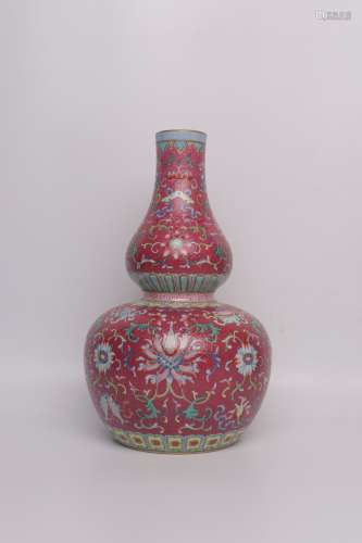 chinese famille rose porcelain double gourd vase