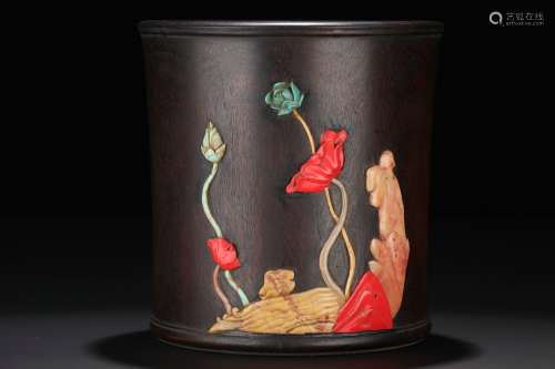 Old Collection. Red Sandalwood Brush Pot