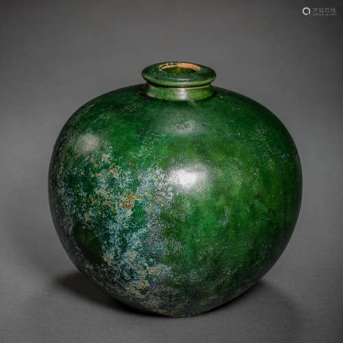 GREEN GLAZED POT, FIVE DYNASTIES, CHINA