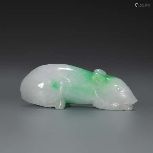 Green Jade Ornament in Mouse form from Qing