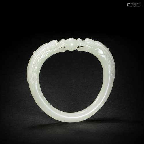 HeTian Jade Bracelet with Dragon Design from Qing