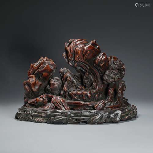 Wood Carved Ornament with Human Story from Qing