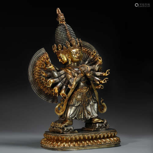 Silvering and Golden Buddha Statue from Qing