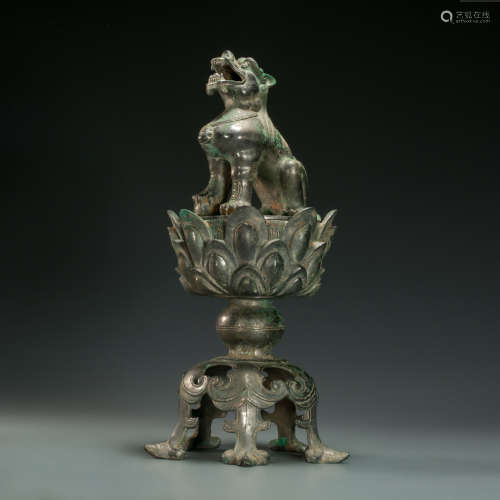 Copper Censer with Lion Form from Tang