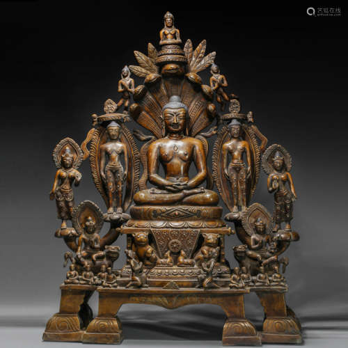 Copper Sakyamuni and its Server Statue from Qing