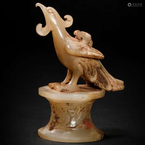 HeTian Jade Ornament in Dragon and Phoenix form from Han