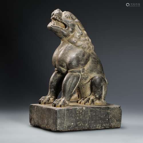 Stone Carved Lion Statue from Tang