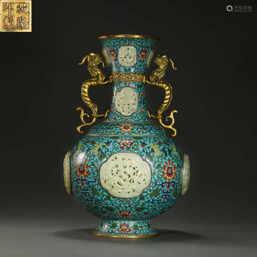 Closionne Inlaying with Jade Vase from Qing
