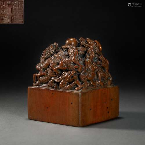 Wood Carved Seal from Qing
