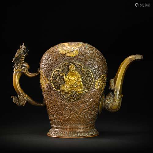 Copper and Golden Flowing Vase from Qing