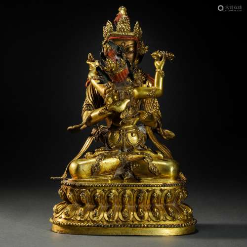 Copper and Golden KingKong Statue from Qing