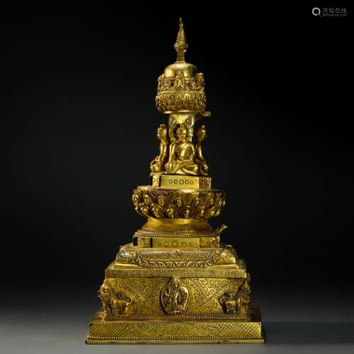 Copper and Golden Stupa from Qing