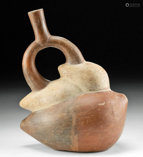 Moche Bichrome Pepino Stirrup Vessel, ex-Museum